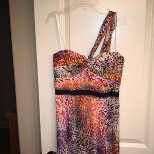 BCBG Patterned and gold shimmer beautiful dress